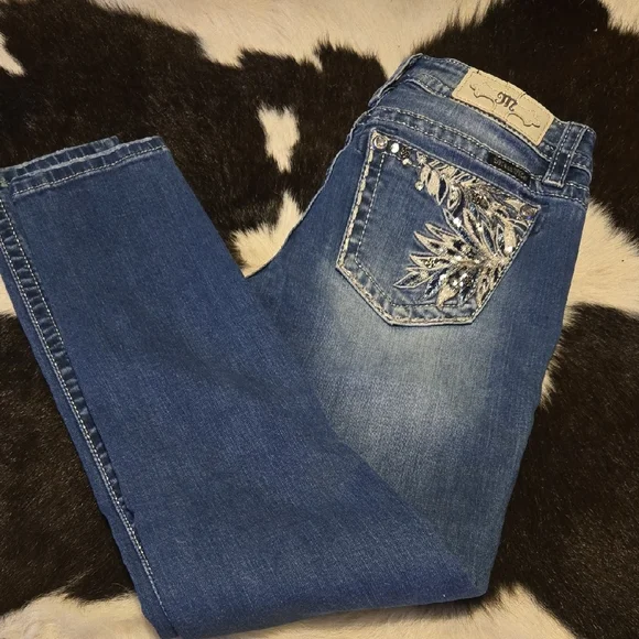 Miss Me Blue Jeans with Silver Embroidery - Picture 2 of 4